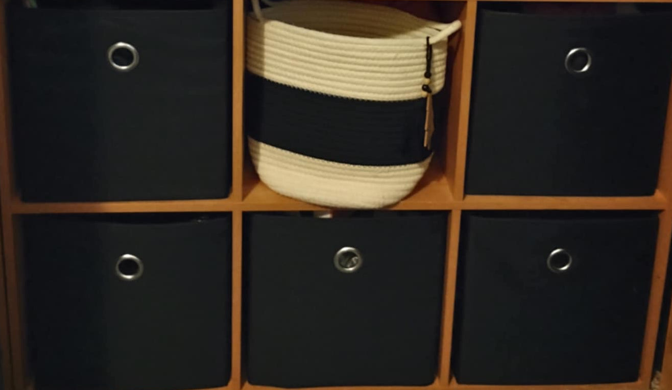 Black Fabric Storage bins with handles for bedroom, living room or storage
